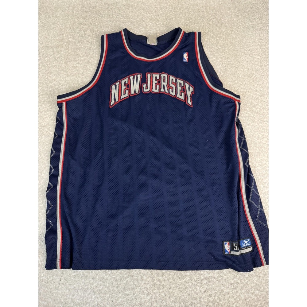 New Jersey Nets Jersey Mens 56 Navy Blue NBA Basketball Blank Mesh Reebok‎